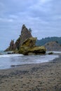 Moody sky casts a dramatic spell on Rialto Beach sea stack Royalty Free Stock Photo