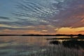 Moody sky at Gronnestrand, Denmark. Sunset at the Jammerbugten.