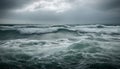 Moody sky and storm cloud break rough wave generated by AI