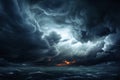Moody sky with thunderous clouds, symbolizing sadness and natures power