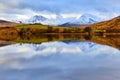 Moody Snowdonia reflected in Peaceful Llyn Mymbyr Snowdonia
