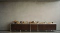 Moody Still Life: Editorial Style Photograph Of A Buffet In A Simple Brutalist Environment