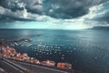 Moody stormy clouds over the mediterranean sea in Scilla calabria