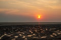 Moody sunset over mudflats at Snettisham Royalty Free Stock Photo