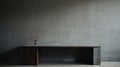 Moody Tonalism: Simple Concrete Desk In Empty Brutalist Environment