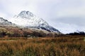 Moody Tryfan showing the Heather Terrace Royalty Free Stock Photo