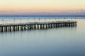 Moody twilight over pier in gdynia orlowo on Baltic sea in poland Royalty Free Stock Photo