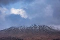 Moody Winter landscape image of Beinn AÃ¢â¬â¢ Chaladair in Scotland with dramatic skies overhead