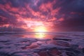 Moody winter sunrises and sunsets painting the Royalty Free Stock Photo