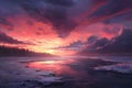 Moody winter sunrises and sunsets painting the Royalty Free Stock Photo
