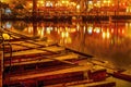 Wooden Boats Houhai Lake Beijing China Night Illuminated Royalty Free Stock Photo