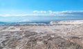 The moon like Pamukkale Turkiye Calcium Deposit shapes on a bright January day