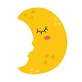 Cute sleeping moon print for kids. Good night character in cartoon style