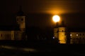 Moon Above Castle In Velika Nedelja, Slovenia