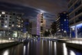 Moon above Clarence Dock - Leeds Royalty Free Stock Photo