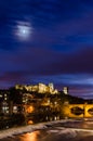 Moon above Durham City at dusk Royalty Free Stock Photo