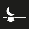 Moon and arrow. Night navigation. Black background. Vector icon. Royalty Free Stock Photo