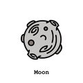 Moon astronomical body color icon thin line, linear, outline vector. Moon astronomical body simple sign