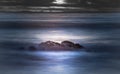 Moon set on Moonstone Beach, Cambria, California Royalty Free Stock Photo