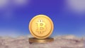 Moon bitcoin live. btc price double investment. Moonlight space logo with mountain shine. 3d rendering