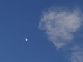 Moon in the blue sky.