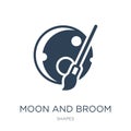 moon and broom icon in trendy design style. moon and broom icon isolated on white background. moon and broom vector icon simple Royalty Free Stock Photo