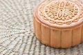 Moon cake on a bamboo mat Royalty Free Stock Photo