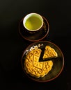 Moon cakes for the Chinese Mid-autumn festival isolated on black background. Royalty Free Stock Photo