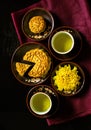 Moon cakes for the Chinese Mid-autumn festival isolated on black background. Royalty Free Stock Photo