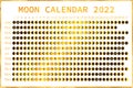 2022 Moon calendar. Astrological calendar design. planner. Place for stickers. Month cycle planner mockup. Isolated