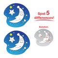 Moon cartoon: Spot 5 differences!