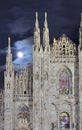 Moon and cathedral, Milan Royalty Free Stock Photo