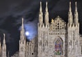 Moon on cathedral steeples, Milan Royalty Free Stock Photo