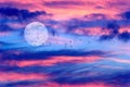 Moon Clouds Birds Royalty Free Stock Photo