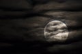 Moon between clouds in Montserrat, Barcelona, Spain