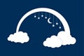 Moon, clouds and stars. Night vector illustration background. Royalty Free Stock Photo