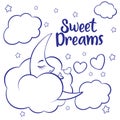 Moon, clouds and stars. Sweet dreams wallpaper. Royalty Free Stock Photo