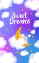 Moon, clouds and stars. Sweet dreams wallpaper. Royalty Free Stock Photo