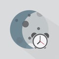 Moon color icon with the shadow. time of day reminders. half month