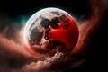 Moon concept of a red full clouds Generative AI Royalty Free Stock Photo