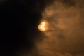 The Moon covering the Sun in a partial eclipse Royalty Free Stock Photo