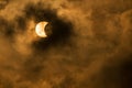 The Moon covering the Sun in a partial eclipse Royalty Free Stock Photo