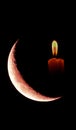 Moon crescent and a candle Royalty Free Stock Photo