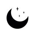 Moon crescent star vector Black symbol of Islam flat icon for apps and websites Weather element