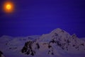 Moon on the dark blue sky of Antarctica Royalty Free Stock Photo