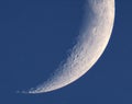 Moon details on blue day sky Royalty Free Stock Photo