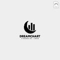 moon, dream chart statistic logo template vector isolated