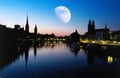 Moon at dusk, Zurich Royalty Free Stock Photo