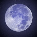 Moon, earth natural satelite in specific phase, glowing - against starry sky Royalty Free Stock Photo