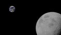 Moon and earth orbiting each other